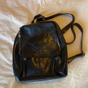 Black Italian leather backpack